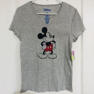 Disney Mickey Mouse Notched V-Neck Graphic T-Shirt Gray AT0786 Size‎ Medium 7/9